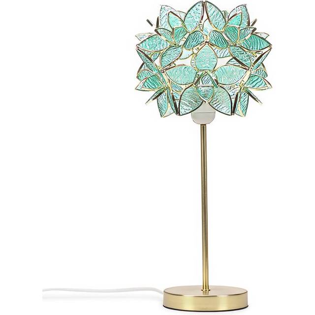 ValueLights Charlie Gold Stem with Aqua Glass LED Flower Shade - 47 x 21 x 21cm