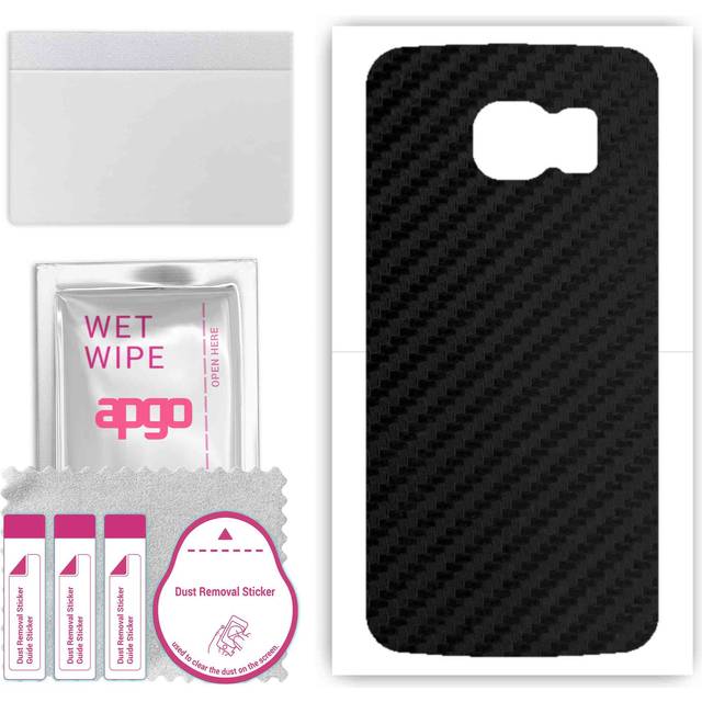apgo Protective Skin Sticker for the back compatible with Samsung Galaxy S6 G920, Wrap Film, Foil, Vinyl - Pattern Carbon Black