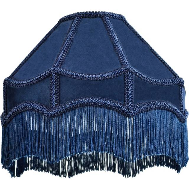 Traditional Victorian Empire Soft Velvet Lamp Shade with Lengthy Tassels - Midnight - 12 inches