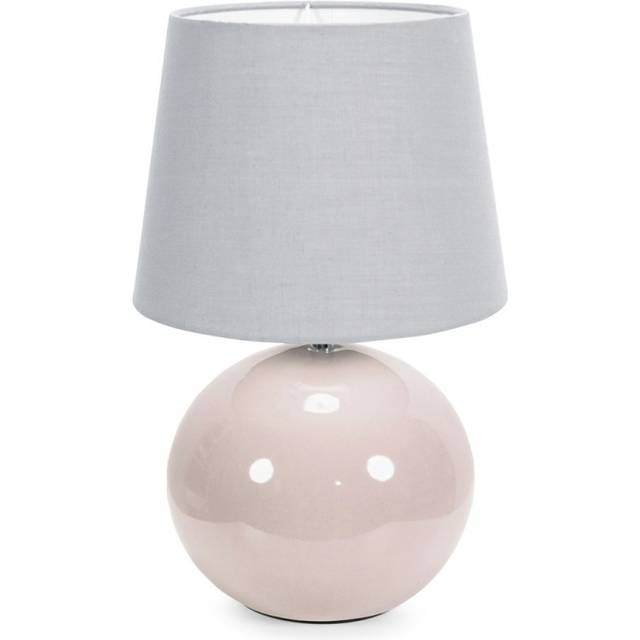 Valuelights - Bosco Stone Natural Ceramic Table Lamp with Grey Tapered Shade - led Bulb Included