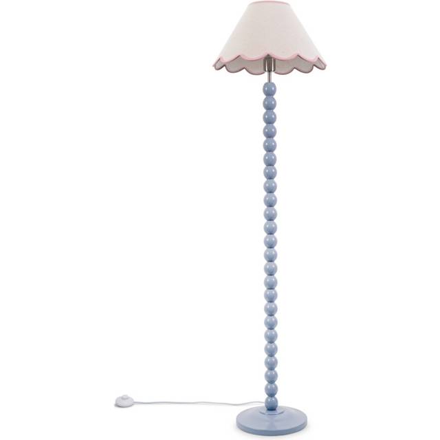 Bobbins Powder Blue Floor Lamp with Tapered Linen Scallop Shade and LED Bulb - Baby Pink - One Size