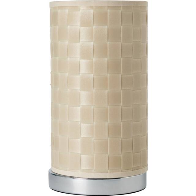 Litecraft sovin table lamp with ivory woven cylinder shade - polished chrome