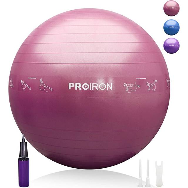 PROIRON Träningsboll 55 cm 65 cm 75 cm, gymboll mot sprickor, schweizisk boll med pump, boll för yoga, pilates, fitness