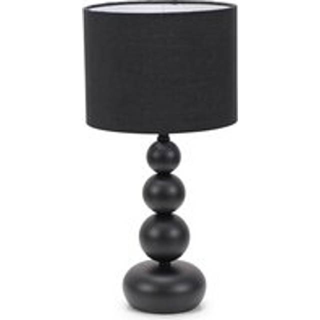Valuelights - Marissa Matt Black Stacked Ball Bedside Light Table Lamp with Drum Shade