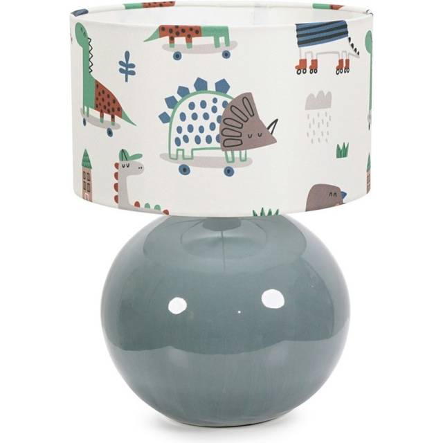 ValueLights Bosco Eucalyptus Teal Cartoon Dino Shade Ceramic LED Table Lamp - Green - 35 x 25 x 25cm