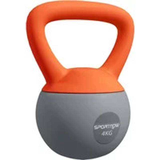 SPORTNOW Kettlebell w/ Soft Body and Non-Slip Handle - Orange and Grey - 4KG | TJ Hughes