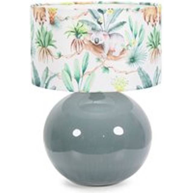 Bosco Eucalyptus Ceramic Table Lamp with Tropical Print Drum Shade - led Bulb Included