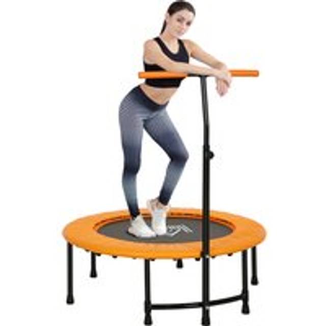 HOMCOM 40" Fitness Trampoline with Adjustable Handle, Rebounder Trampoline Mini Jumper for Indoor Exercise Workout, Support Up to 100kg, Orange