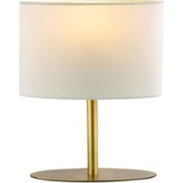 Modern Designer Oval Table Lamp with Off-White Fabric Shade - Metallic Gold - One Size