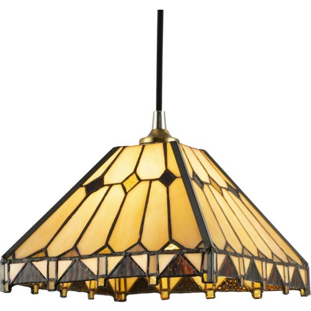 Art Denergy saving Style Amber Tiffany Pendant Shade with Gold Triangles and Diamonds - One Size