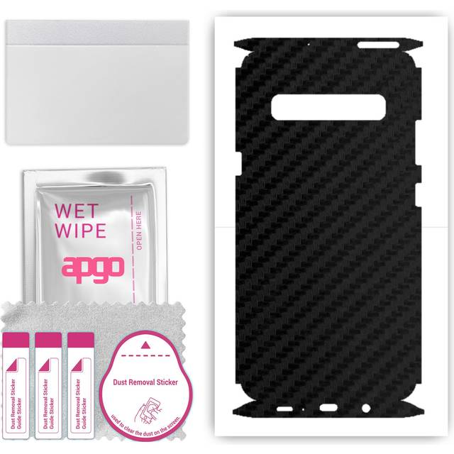 apgo Protective Skin Sticker for the back+sides compatible with Samsung Galaxy S10 5G, Full Wrap Film, Foil, Vinyl - Pattern Carbon Black