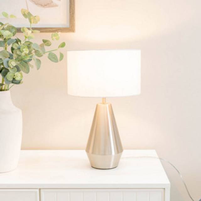 ValueLights Jax Brushed Chrome Metal Dimmable Touch Table Lamp Base