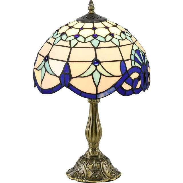 HOMCOM Stained Glass Table Lamp - for Bedroom Bedside - Bulb not Included | TJ Hughes