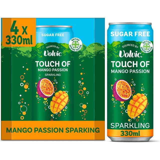 Volvic Touch of Mango Passion Sparkling Sugar Free Flavoured Water Multipack 4x330ml