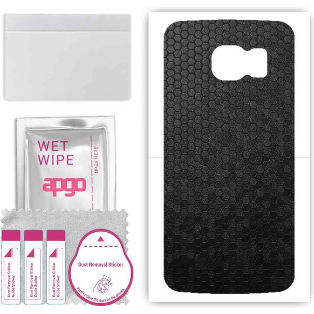 apgo Protective Skin Sticker for the back compatible with Samsung Galaxy S6 G920, Wrap Film, Foil, Vinyl - Pattern Black Honeycomb