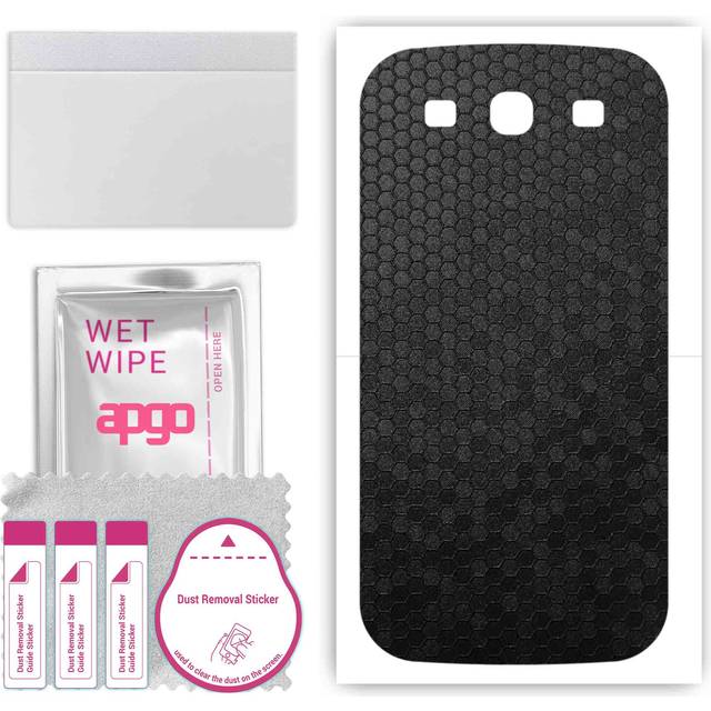 apgo Protective Skin Sticker for the back compatible with Samsung Galaxy S3 i9300, Wrap Film, Foil, Vinyl - Pattern Black Honeycomb