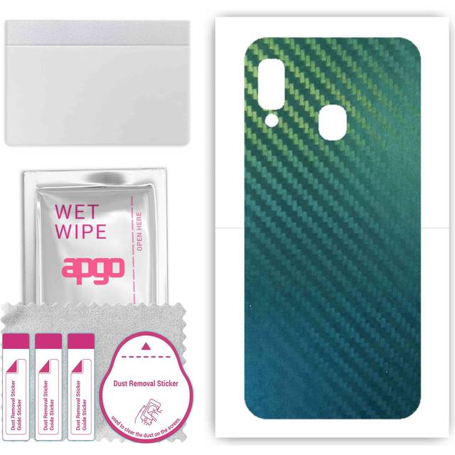 apgo Protective Skin Sticker for the back compatible with Samsung Galaxy A20e, Wrap Film, Foil, Vinyl - Pattern Carbon Chameleon CAKA1