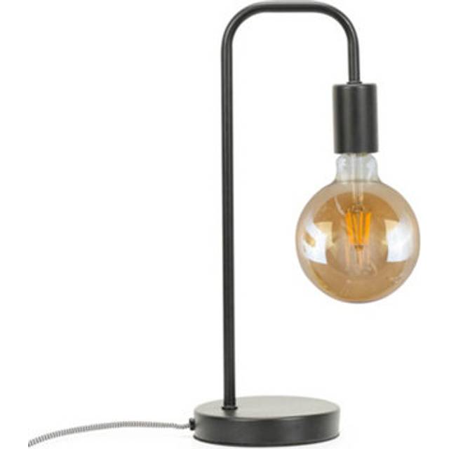 Industrial Style Black Curved Stem Bedside Table Lamp Light + LED