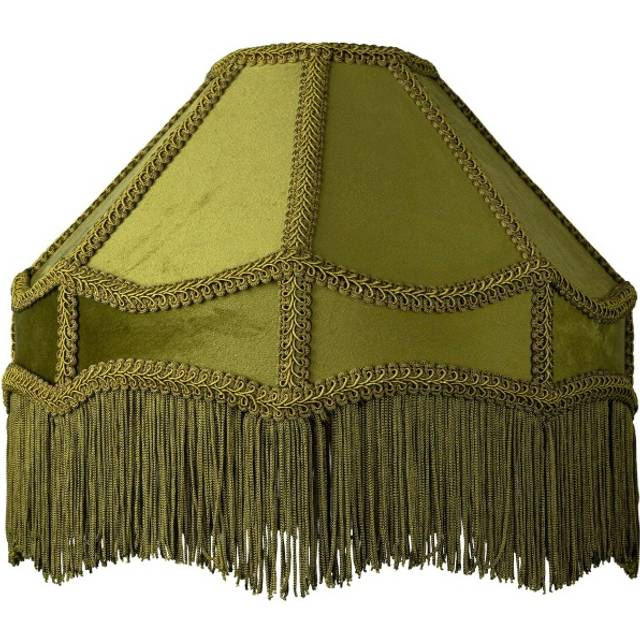 Traditional Victorian Empire Soft Velvet Lamp Shade with Lengthy Tassels - Pale Green - 12 inches