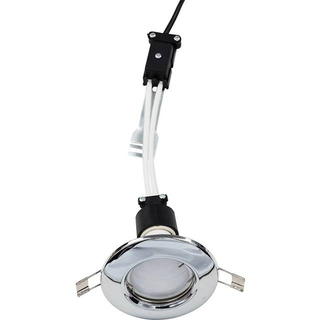 Pack of 10 Chrome GU10 Fixed Recessed Ceiling Spot Light Downlights + led Cool White Bulbs