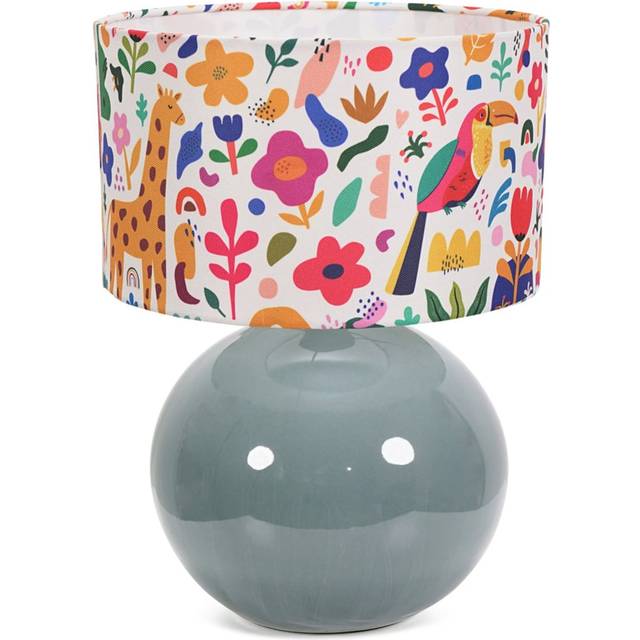 ValueLights Bosco Eucalyptus Teal Jungle Shade Ceramic LED Table Lamp - Green - 35 x 25 x 25cm