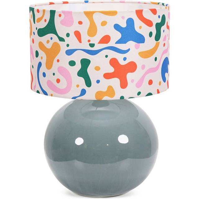 Bosco Eucalyptus Ceramic Table Lamp with Abstract Shape Drum Shade - LED Bulb Included