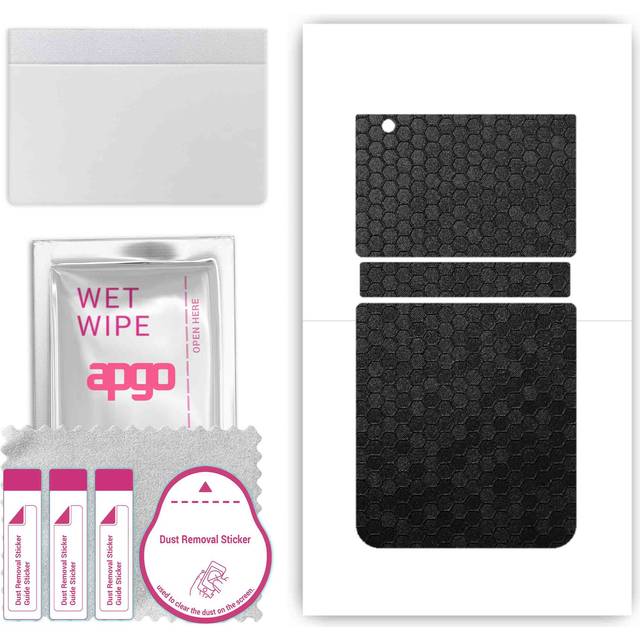 apgo Protective Skin Sticker for the back compatible with Samsung Galaxy Z Flip 3, Wrap Film, Foil, Vinyl - Pattern Black Honeycomb