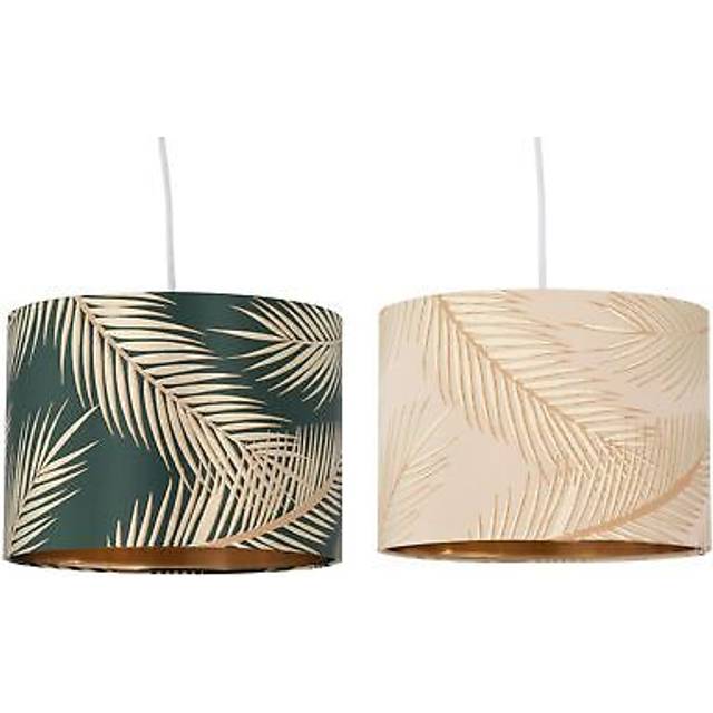 Tropica - Dark Green with Gold Embossed Leaf Detail 30cm Pendant Shade