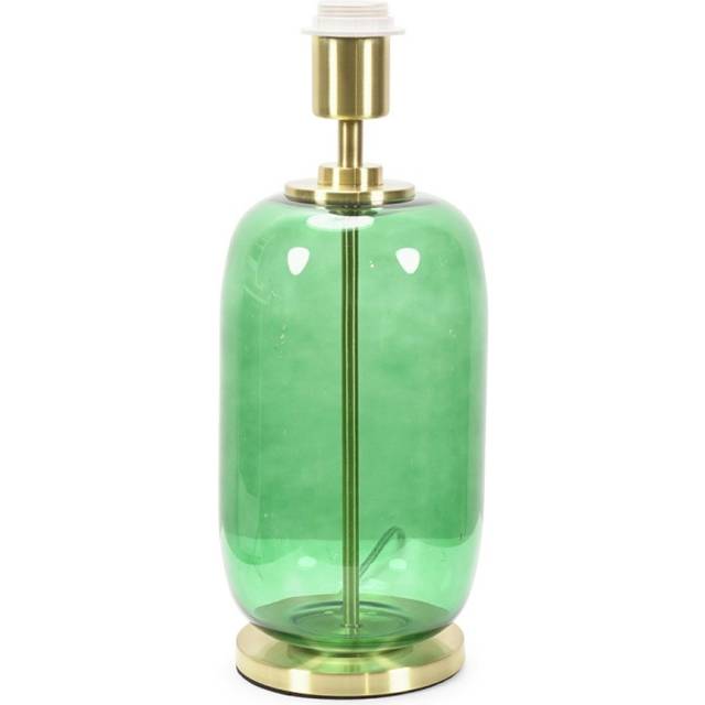 ValueLights Leigh Forest Green Glass with Gold Trim Table Lamp Base