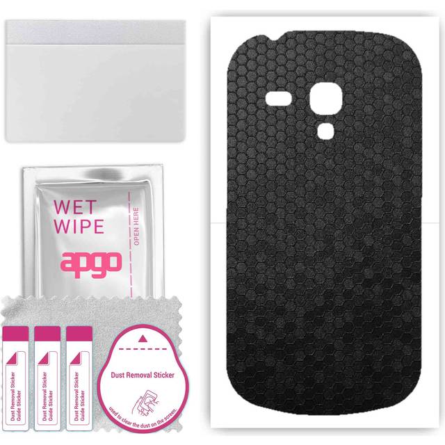 apgo Protective Skin Sticker for the back compatible with Samsung Galaxy S3 mini i8190, Wrap Film, Foil, Vinyl - Pattern Black Honeycomb