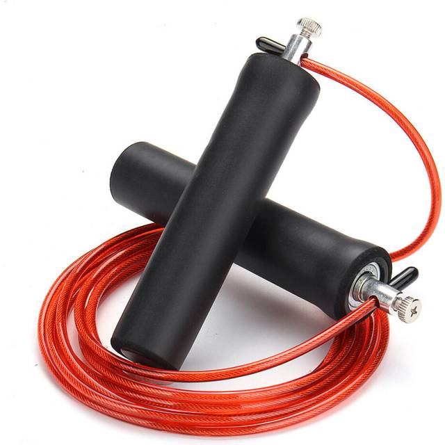 (Red) 3M Steel Wire Speed Skipping Rope Jumping Rope Adjustable Crossfit Fitnesss Exercise