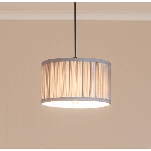 ValueLights Jess Powder Blue Ruched Pleated Small Drum Lamp Shade - 15 x 25 x 25cm