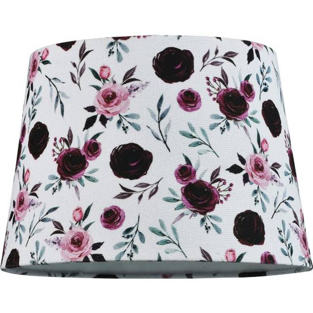 Traditional Classic Design Linen Fabric Drum Lamp Shade with Pink and Red Roses - 10 inches