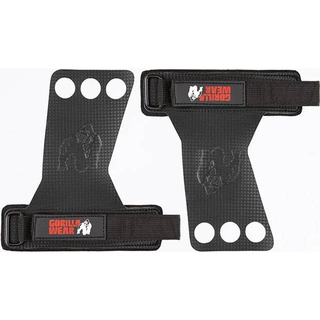 Gorilla Wear 3-Hole Carbon Lifting Grips Black, Large