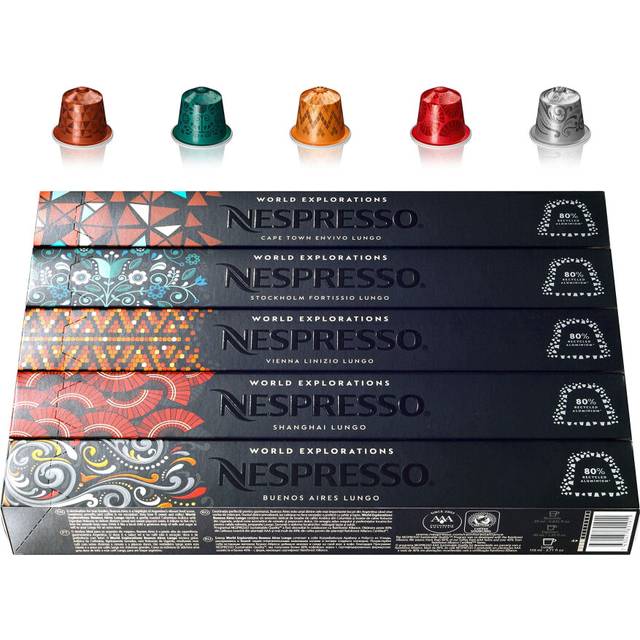 Nespresso World Explorations Pack: ENVIVO LUNGO, FORTISSIO LUNGO, LINIZIO LUNGO, SHANGHAI LUNGO, BUENOS AIRES LUNGO, 50 Capsule