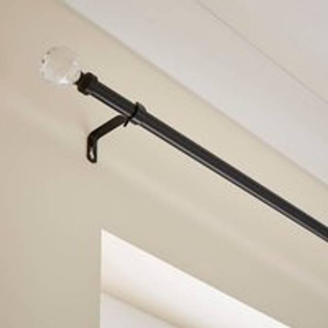 Crystal Ball Fixed Metal Eyelet Curtain - Matt Black