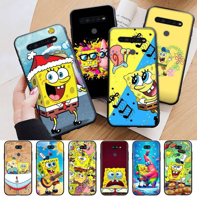 AS17 Spongebob Black Case for Samsung Note 20 Lite S24 Ultra S23 S22 A05 A06 A11 A71 A15 A16 A13 A24 A25 A33 A52 A53 M55 M35 Sofe Cover Samsung A25(161mm) beckkol