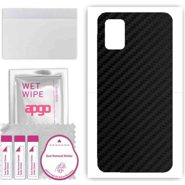 apgo Protective Skin Sticker for the back compatible with Samsung Galaxy A51 5G, Wrap Film, Foil, Vinyl - Pattern Carbon Black