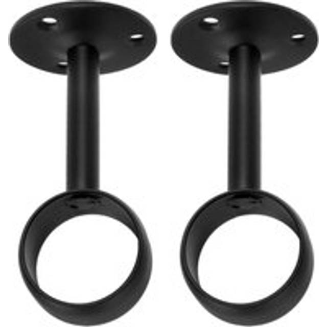 Set of 2 black stainless steel curtain rod brackets with 25mm inner diameter - Alwaysh
