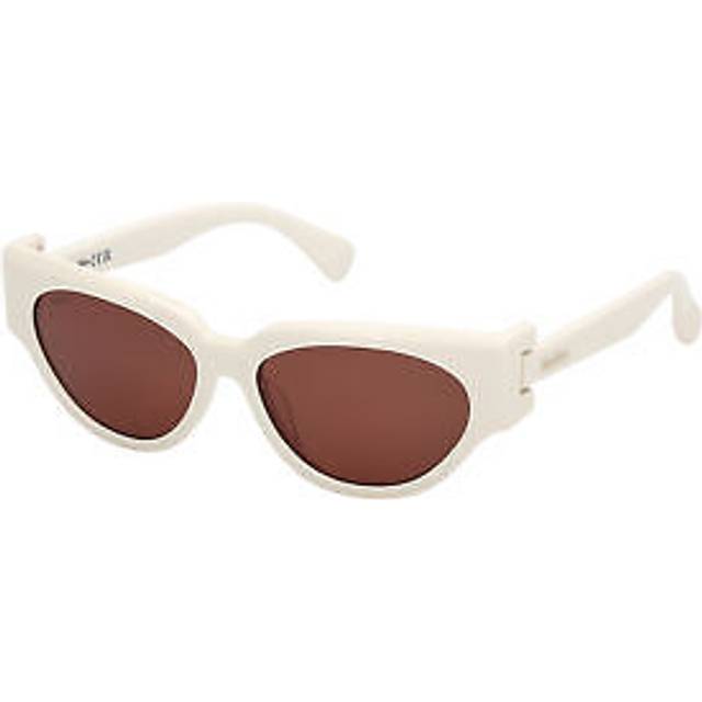 Max Mara Woman MM0139 CLIP-1 21E Sunglasses Acetate White Brown Cat Eye Normal