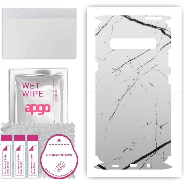apgo Protective Skin Sticker for the back+sides compatible with Samsung Galaxy S10 5G, Full Wrap Film, Foil, Vinyl - Pattern White Marble