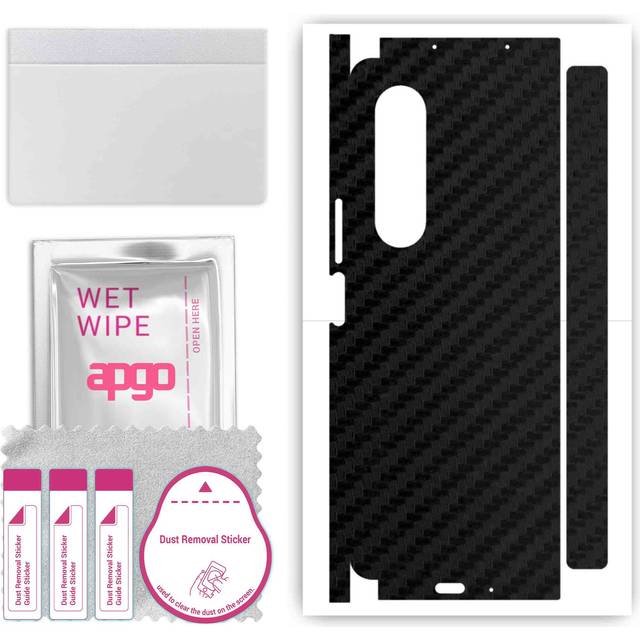 apgo Protective Skin Sticker for the back+sides compatible with Samsung Galaxy Z Fold 3, Full Wrap Film, Foil, Vinyl - Pattern Carbon Black