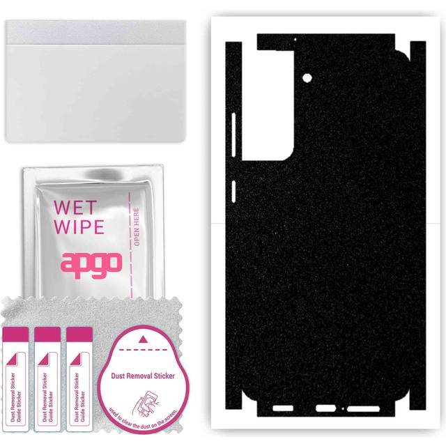 apgo Protective Skin Sticker for the back+sides compatible with Samsung Galaxy S21 FE 5G, Full Wrap Film, Foil, Vinyl - Pattern Matte Black