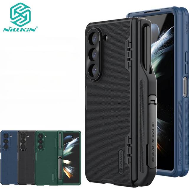 Nillkin Super Frosted Shield Fold Fodral För Samsung Galaxy Z Fold 5 Fodral Matt TPU + PC Anti Fingerprint Shockproof Back Cover For Galaxy Z Fold5 svart