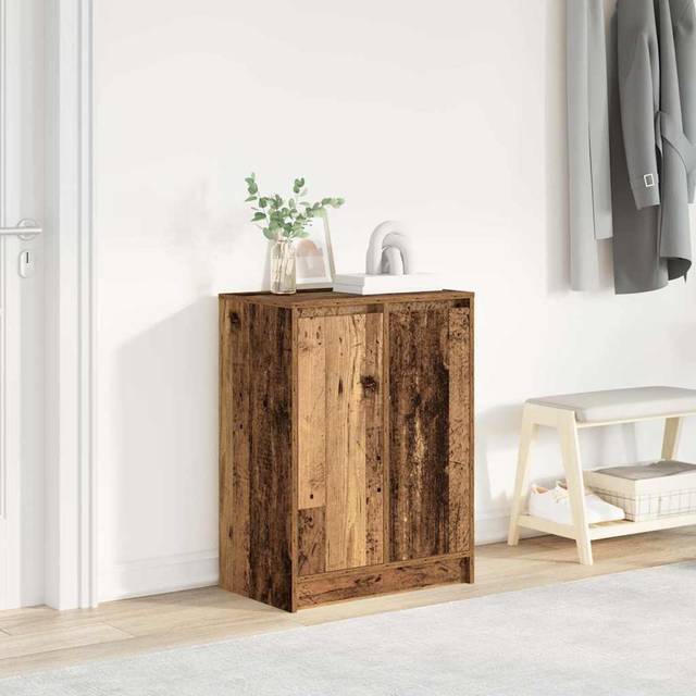 (old wood) vidaXL Shoe Cabinet Smoked Oak 57x34x76 cm Engineered Wood shoe rack