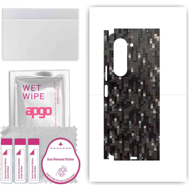 apgo Protective Skin Sticker for the back+sides compatible with Samsung Galaxy Z Fold 5, Full Wrap Film, Foil, Vinyl - Pattern Carbon Black Pixel