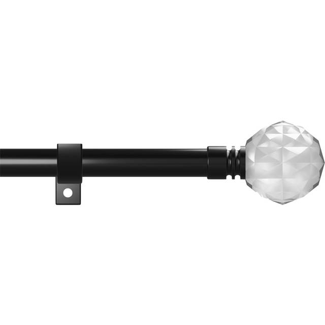 Caecus 70-120cm Extendable Metal Eyelet Painted Black Crystal Curtain Pole - 70 - 120cm