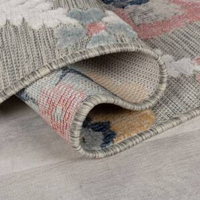 Flora Floral Indoor Outdoor Runner - Grey