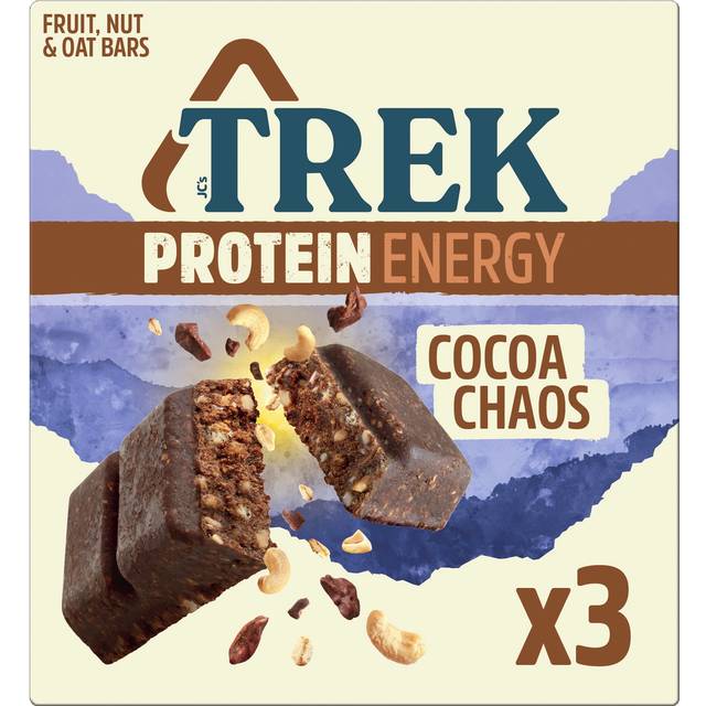 Trek cocoa chaos high-protein energy bar - plant-based gluten-free 12 x 55g bars