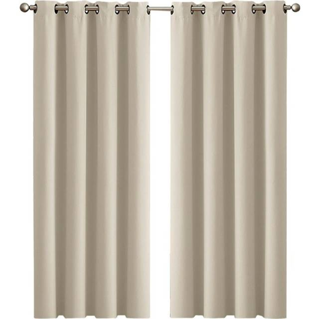 (Beige, 167X137CM) Marlow Blockout Curtains Blackout Window Curtain Draperies Pair Eyelet Bedroom Decor